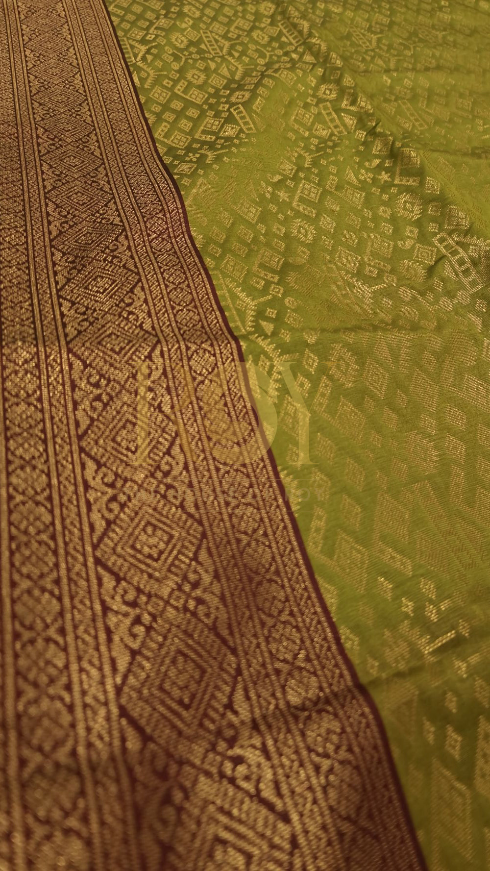 Olive green soft Silk Saree