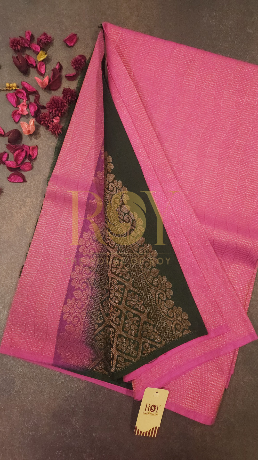 Bright pink Brocade silk saree