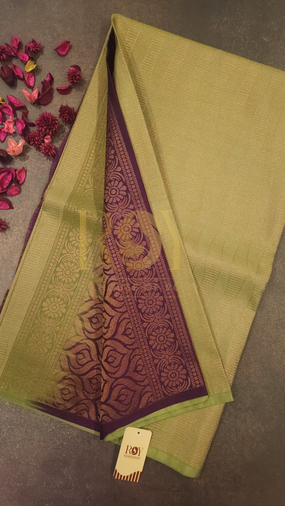 Pista green Brocade silk saree