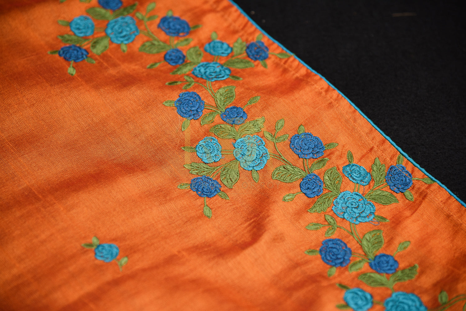 Embroidery Saree  Orange sana silk