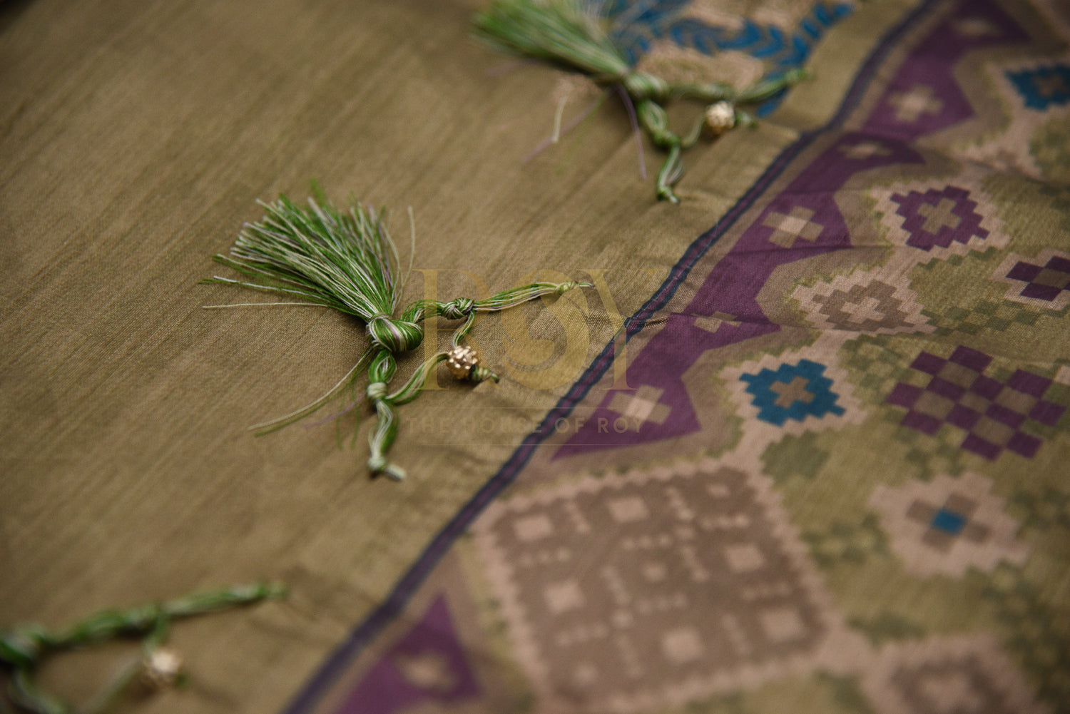 patola raw silk saree blue