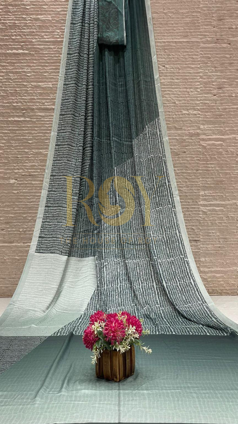 Hues of pine green modal viscose saree