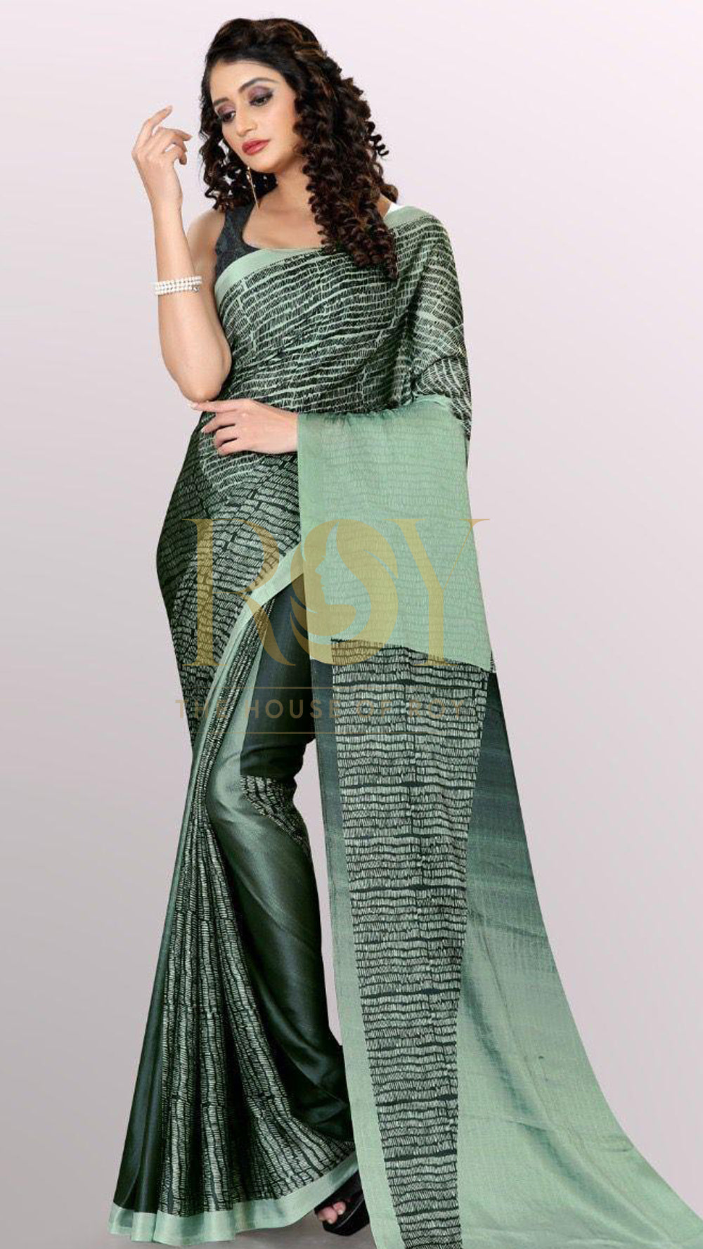 Hues of pine green modal viscose saree