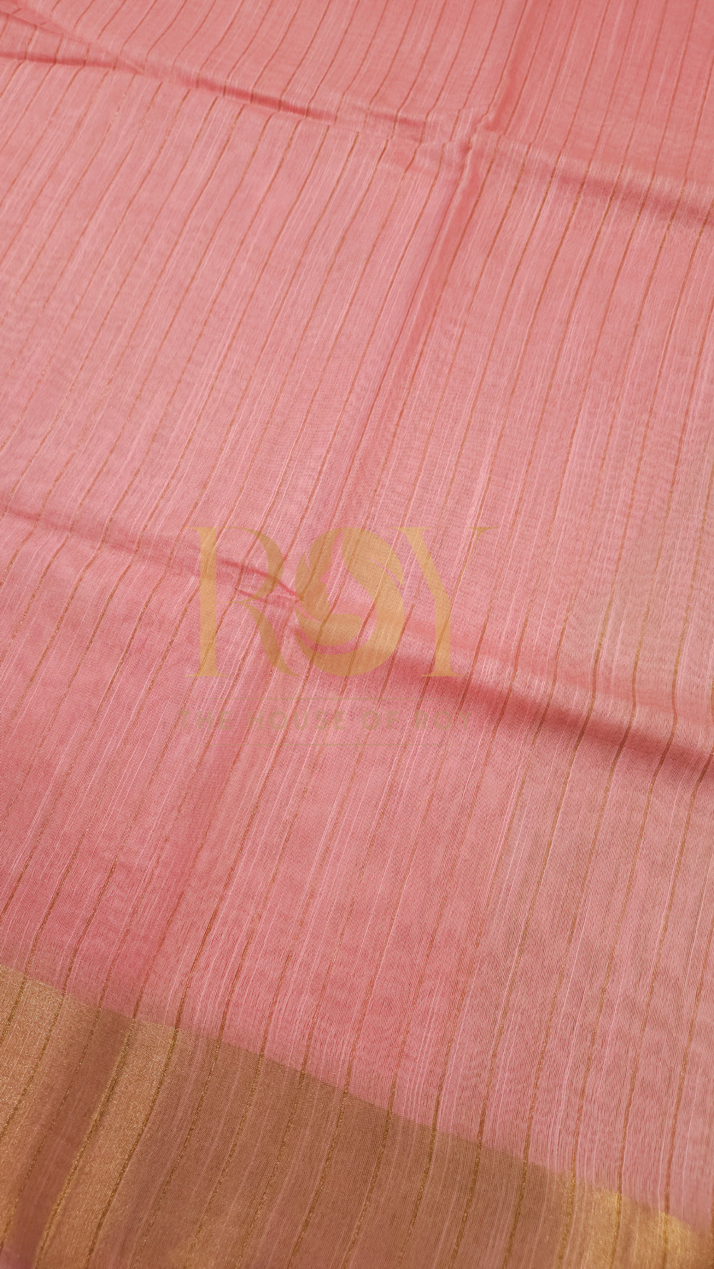 Baby pink with lime green mix tussar saree