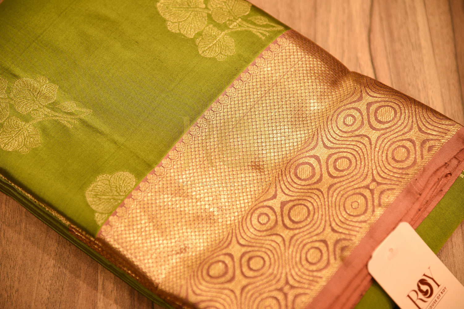 Pure soft silk saree olive green