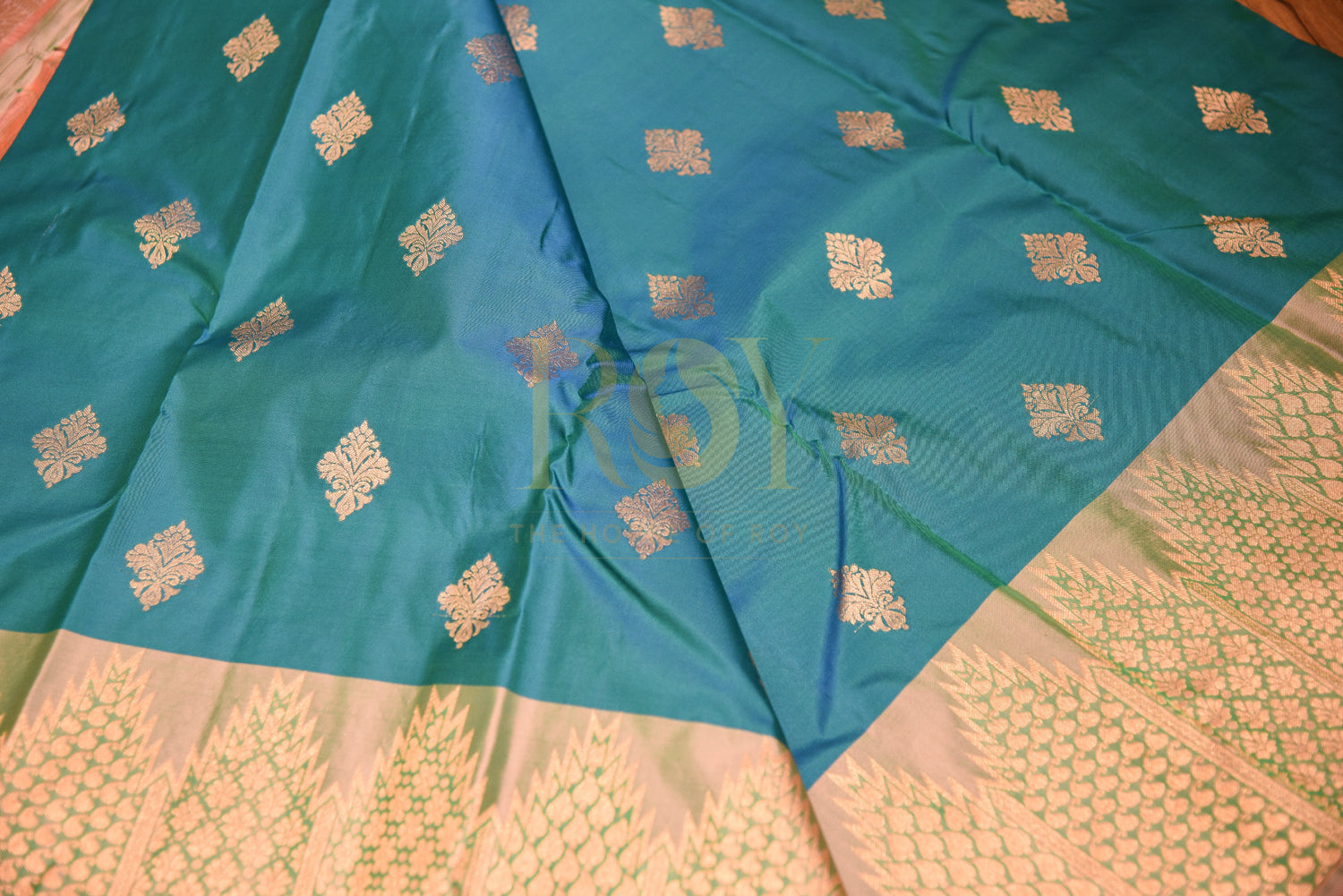 Pure soft silk saree peacock blue