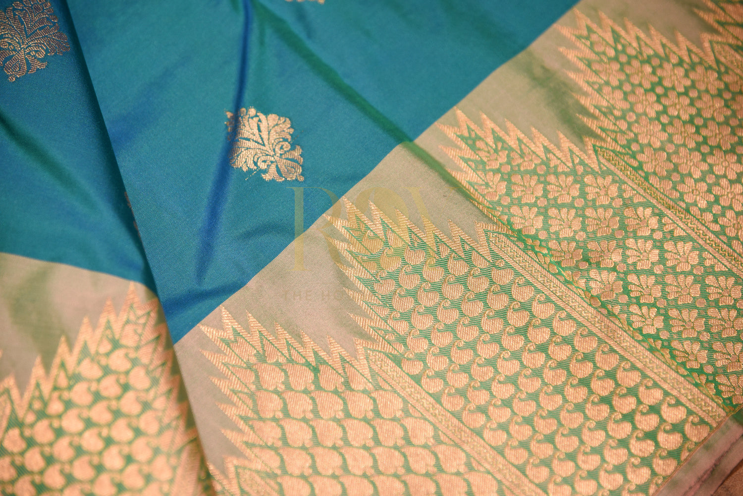 Pure soft silk saree peacock blue