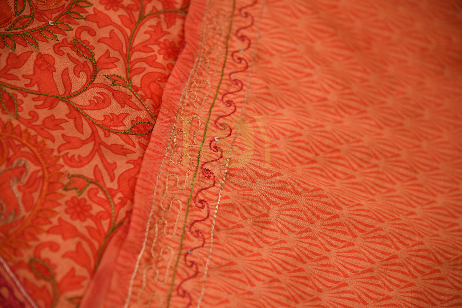 Raw silk saree bright orange