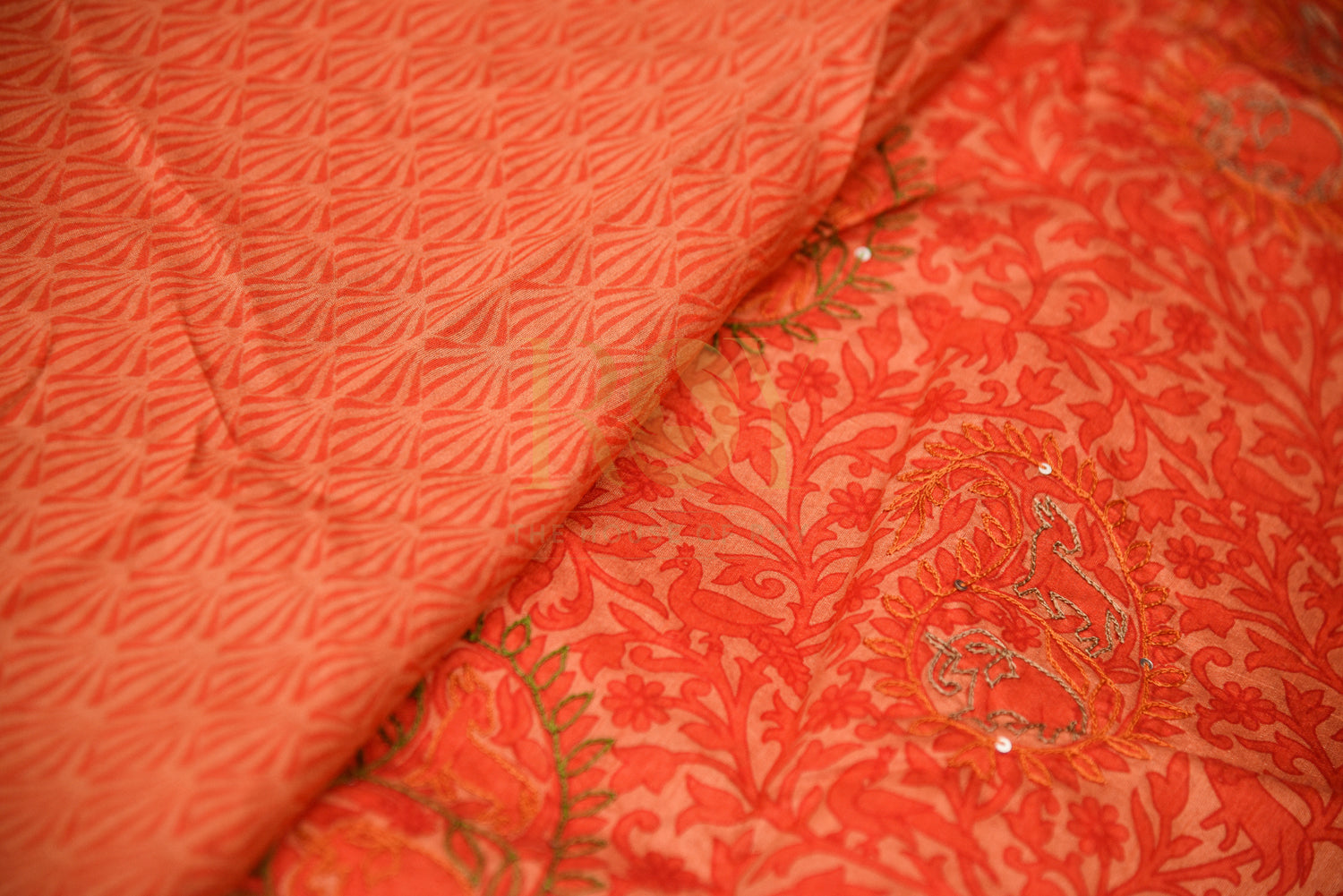 Raw silk saree bright orange