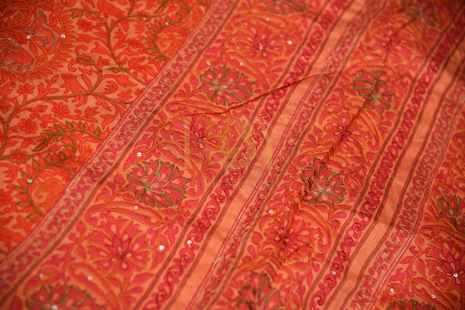 Raw silk saree bright orange