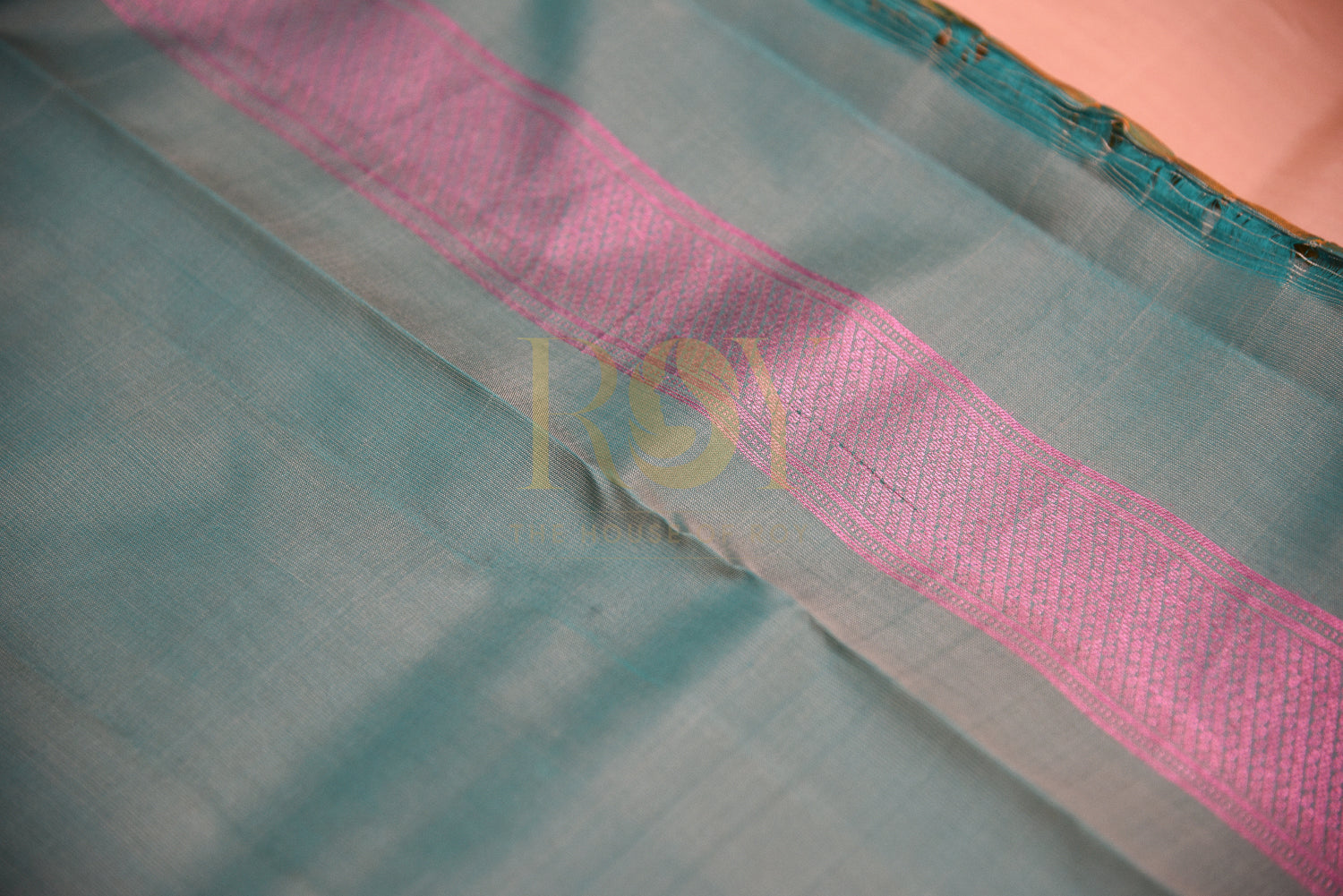 Sandal colored silk saree with pink jari