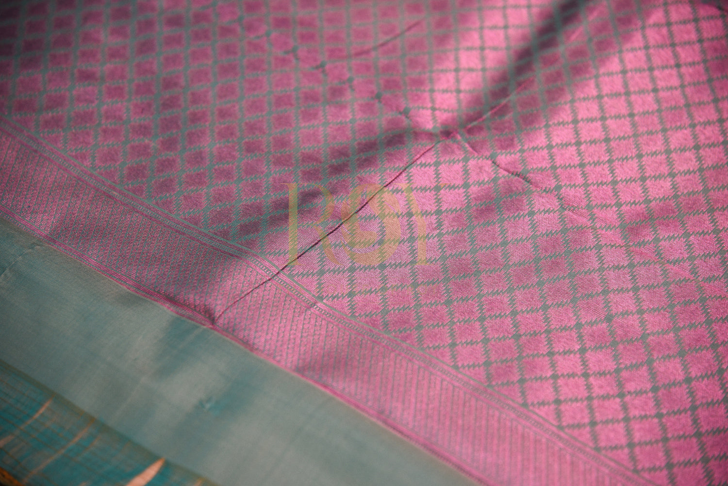 Sandal colored silk saree with pink jari