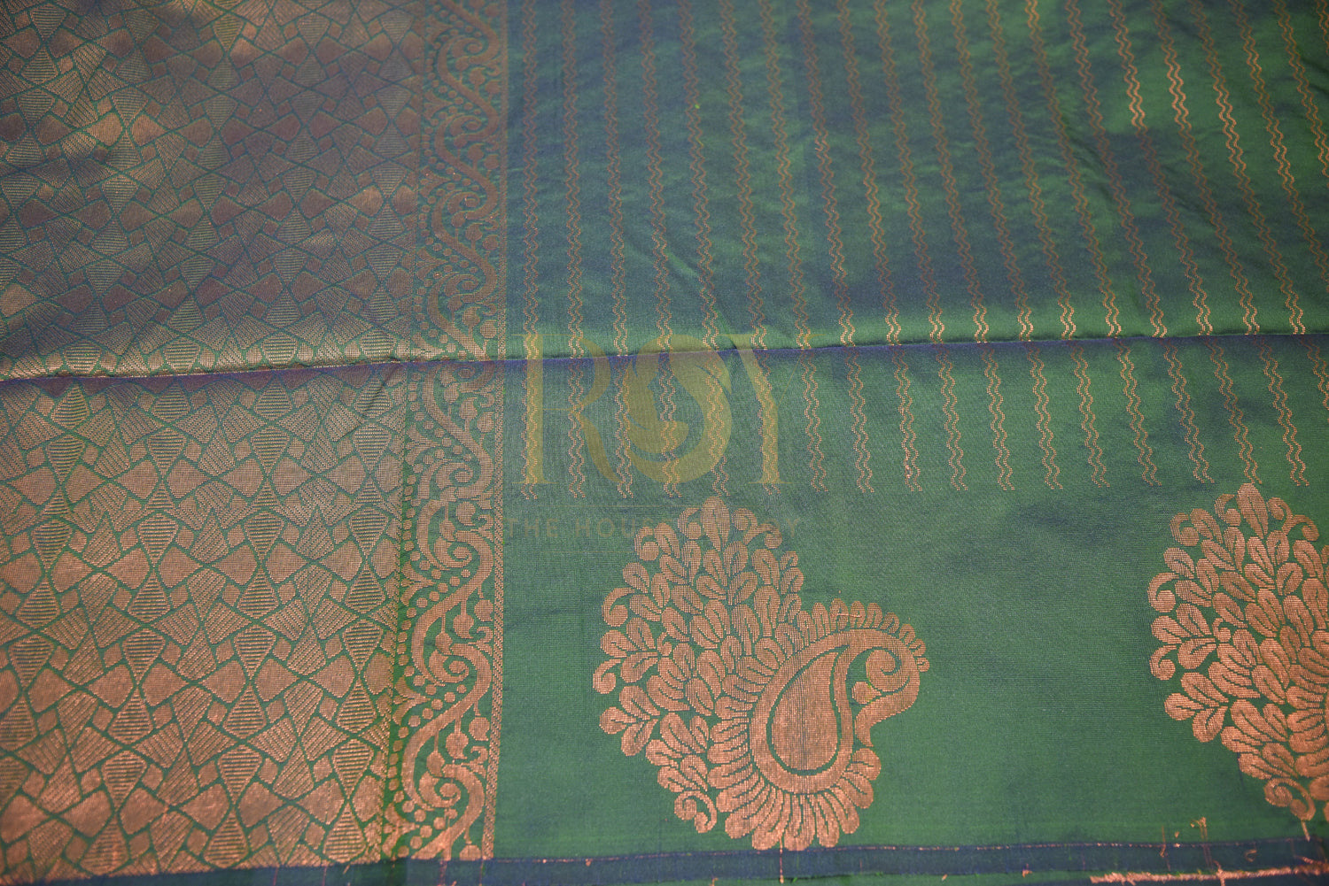 A soft silk saree woven  green