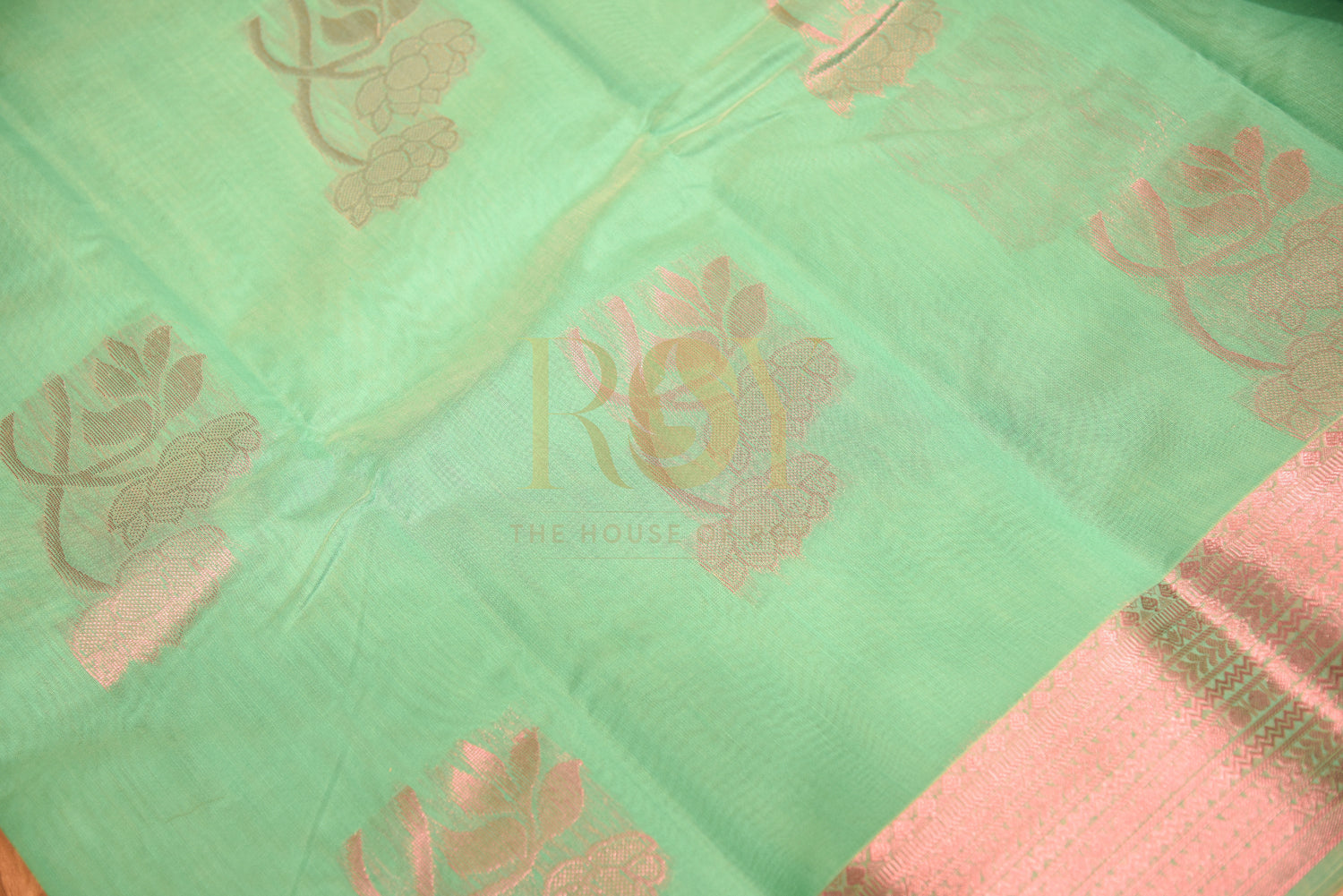 Kota cotton saree cyan green