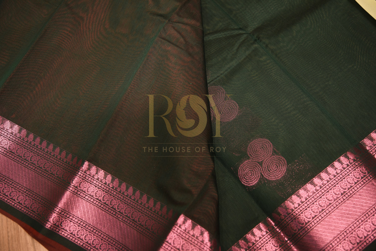 Kota cotton saree dark green