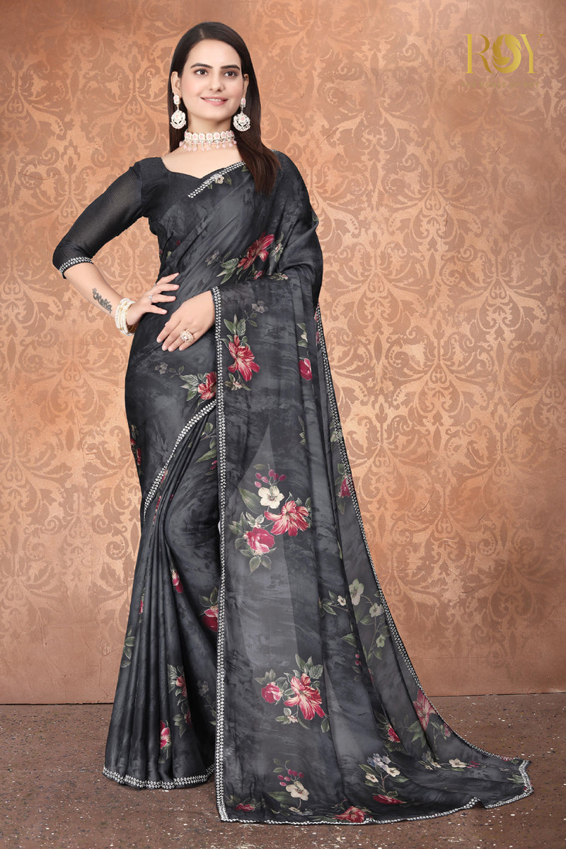 Fancy saree - Greyish Black