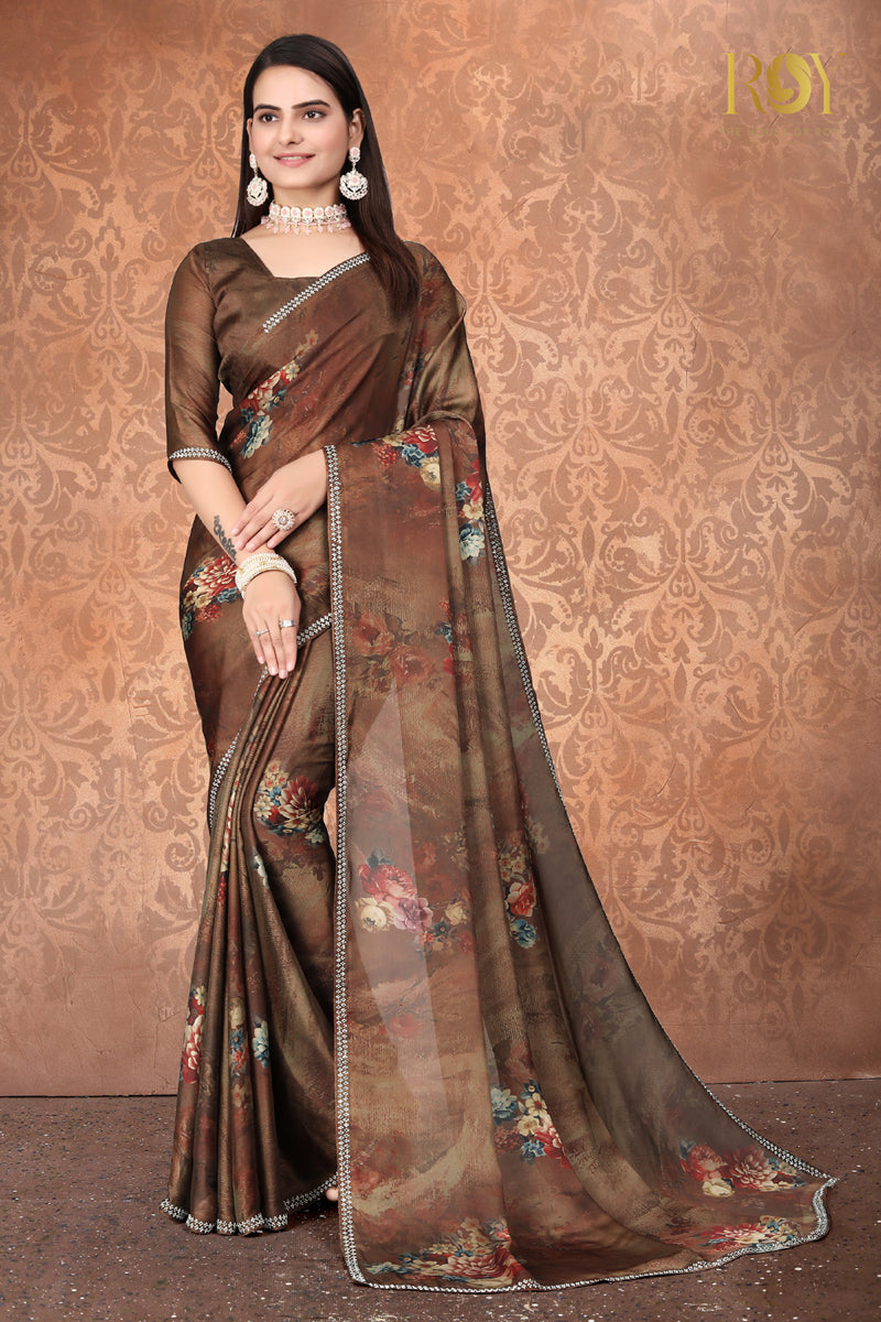 Fancy saree - Brown