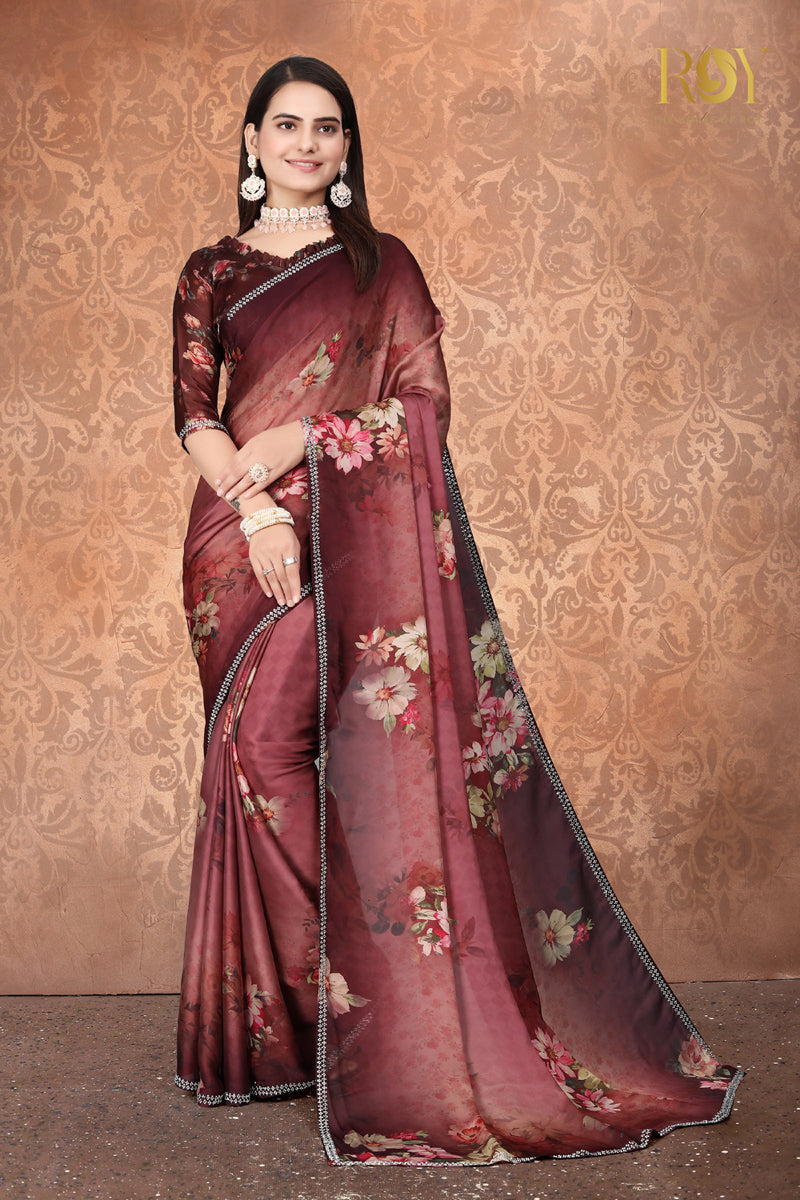 Fancy saree - Burgundy