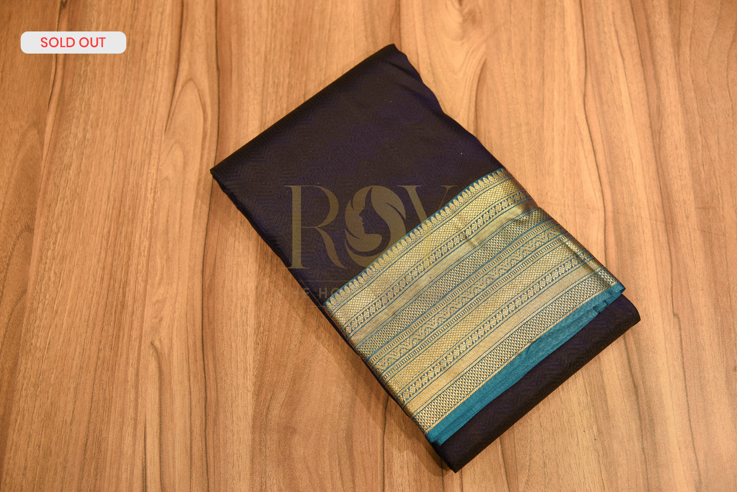 Self design pure silk saree Navy Blue