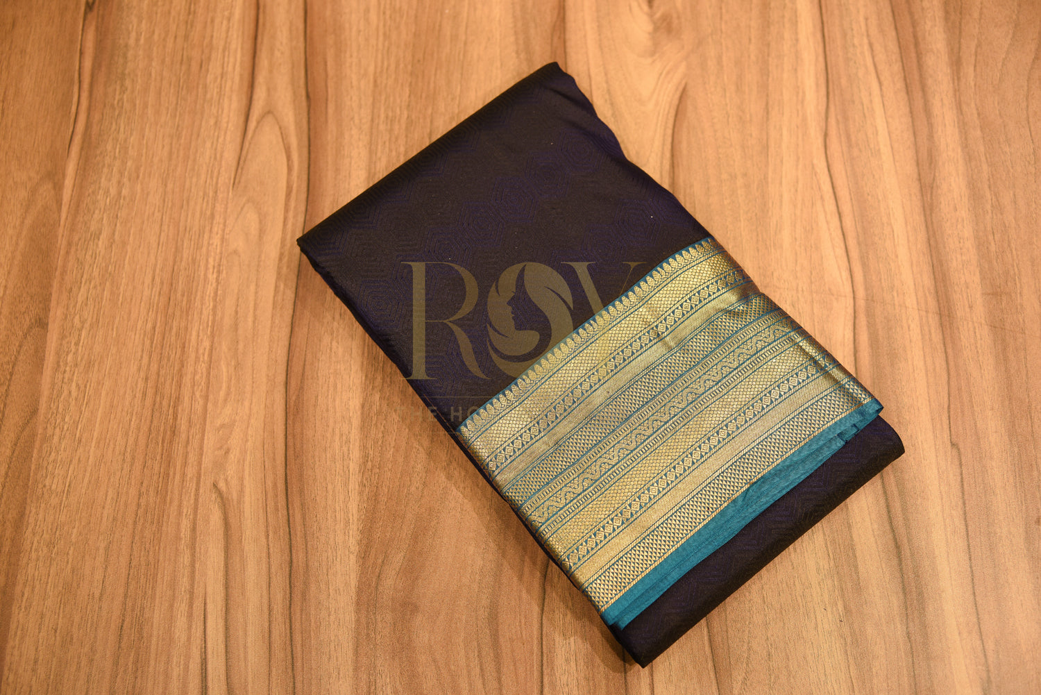 Self design pure silk saree Navy Blue