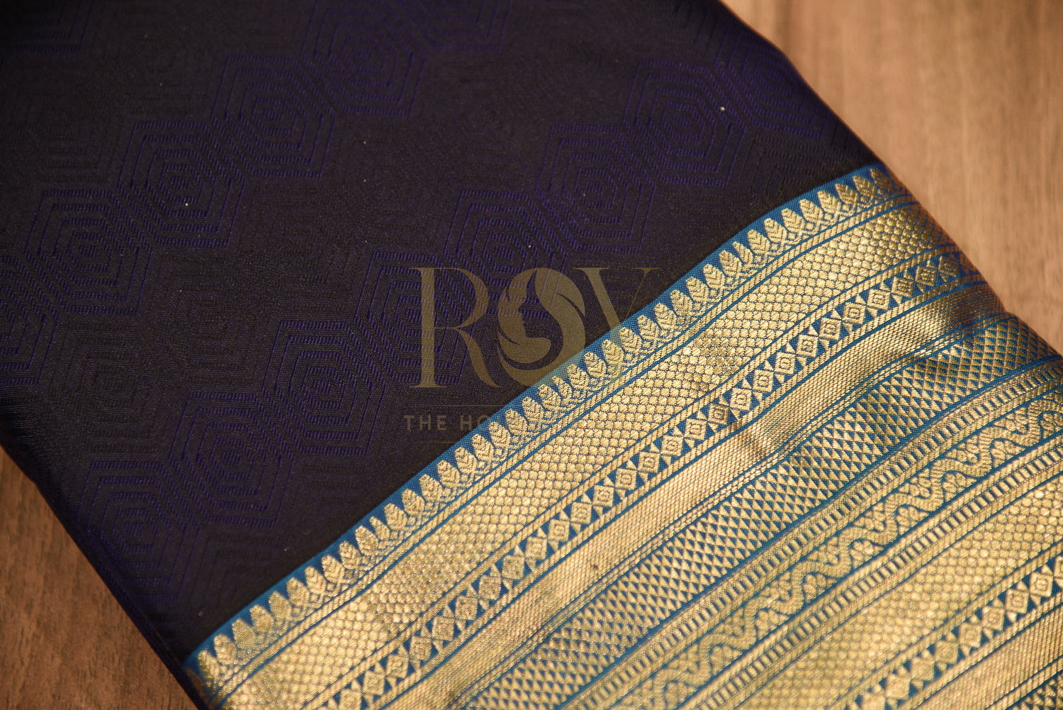 Self design pure silk saree Navy Blue