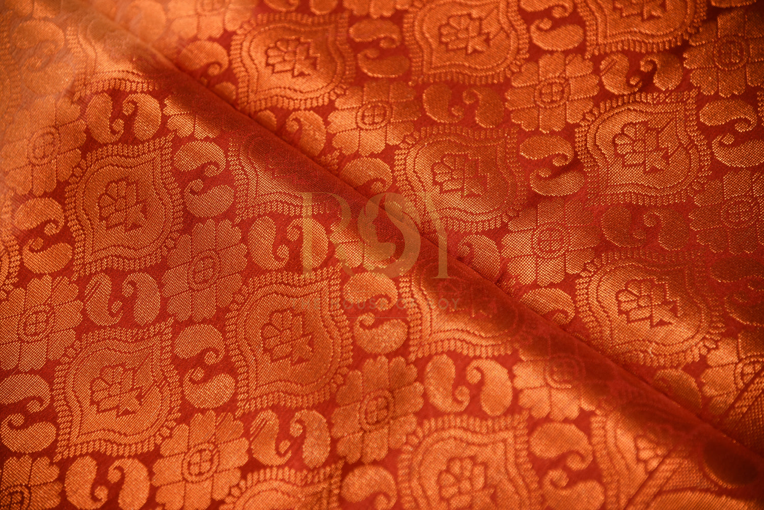 Soft silk saree with fancy floral copper jari champagne