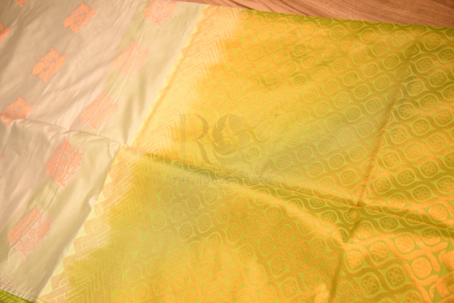 Soft silk saree with fancy floral copper jari grey