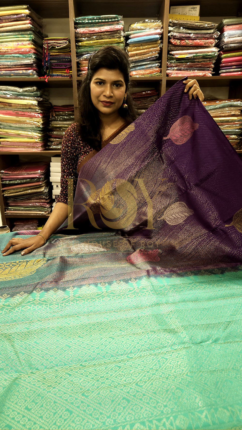 kancheepuram Teal blue saree