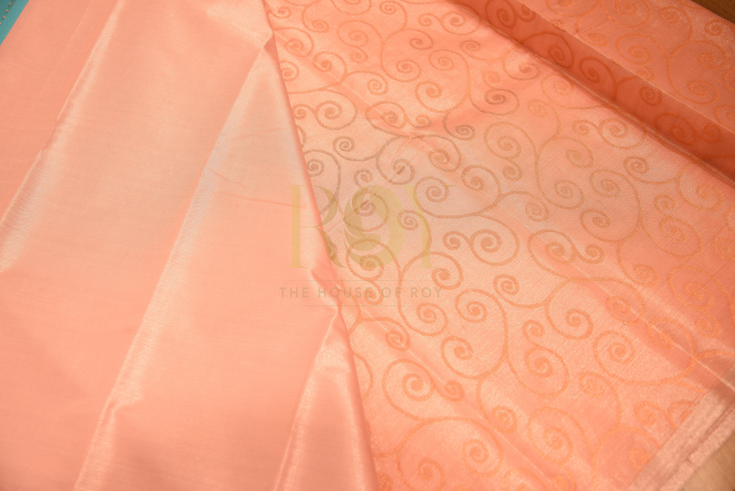 Tissue silk cotton saree blue pale pink