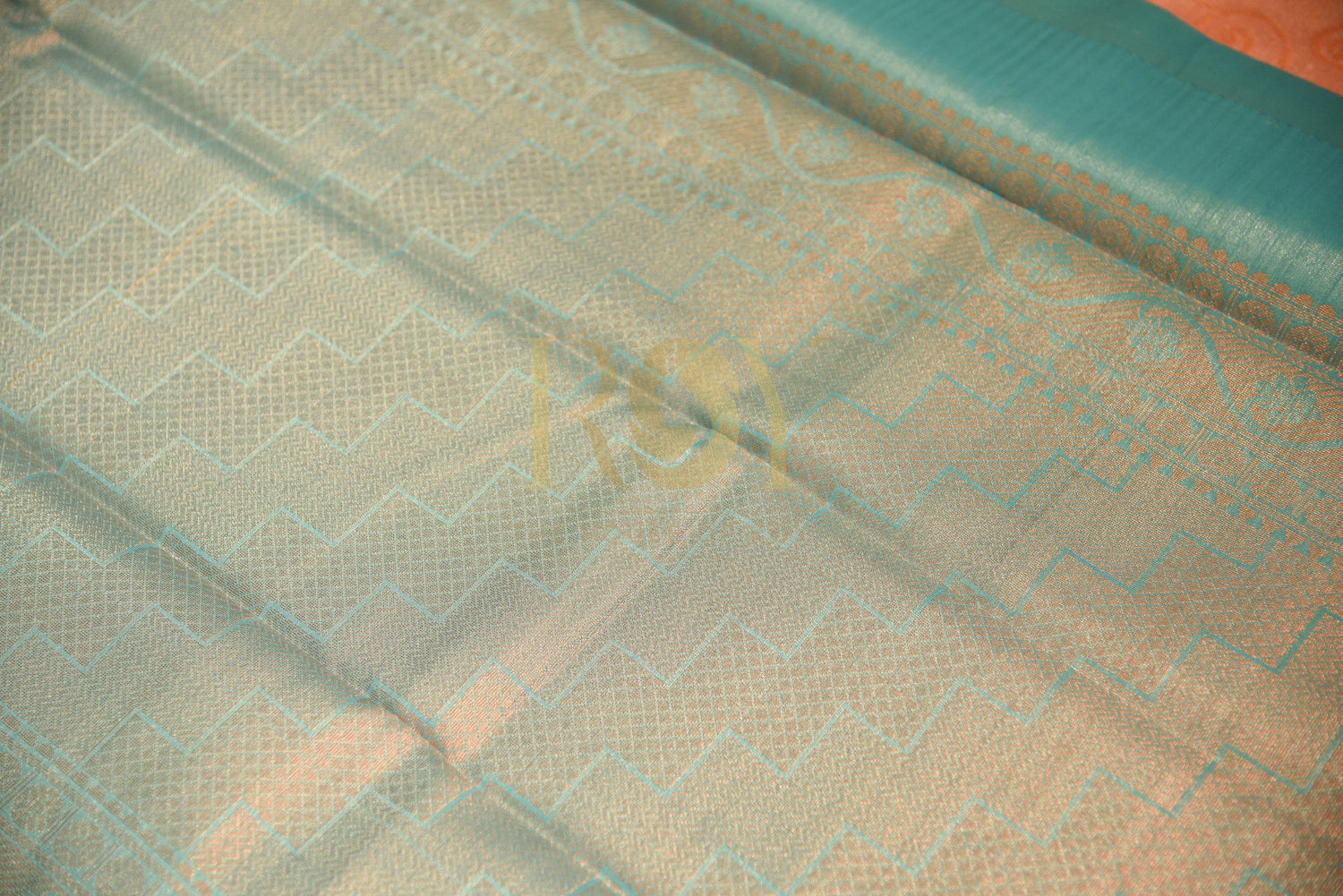 Tissue silk cotton saree blue pale pink