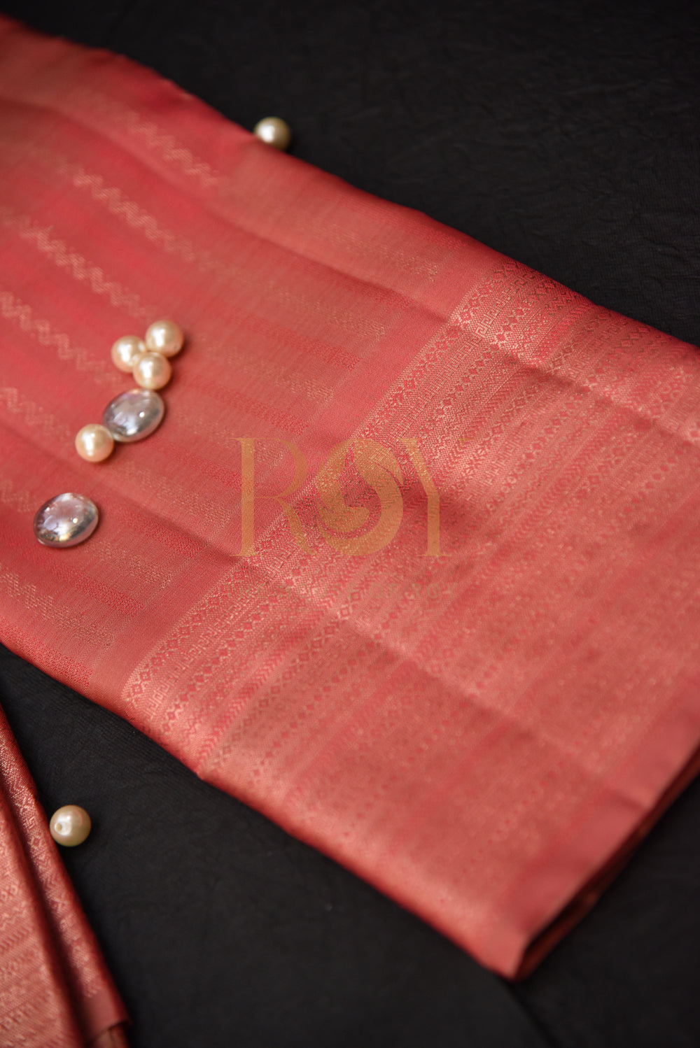 Pure Kancheepuram Silk Saree Peach Color