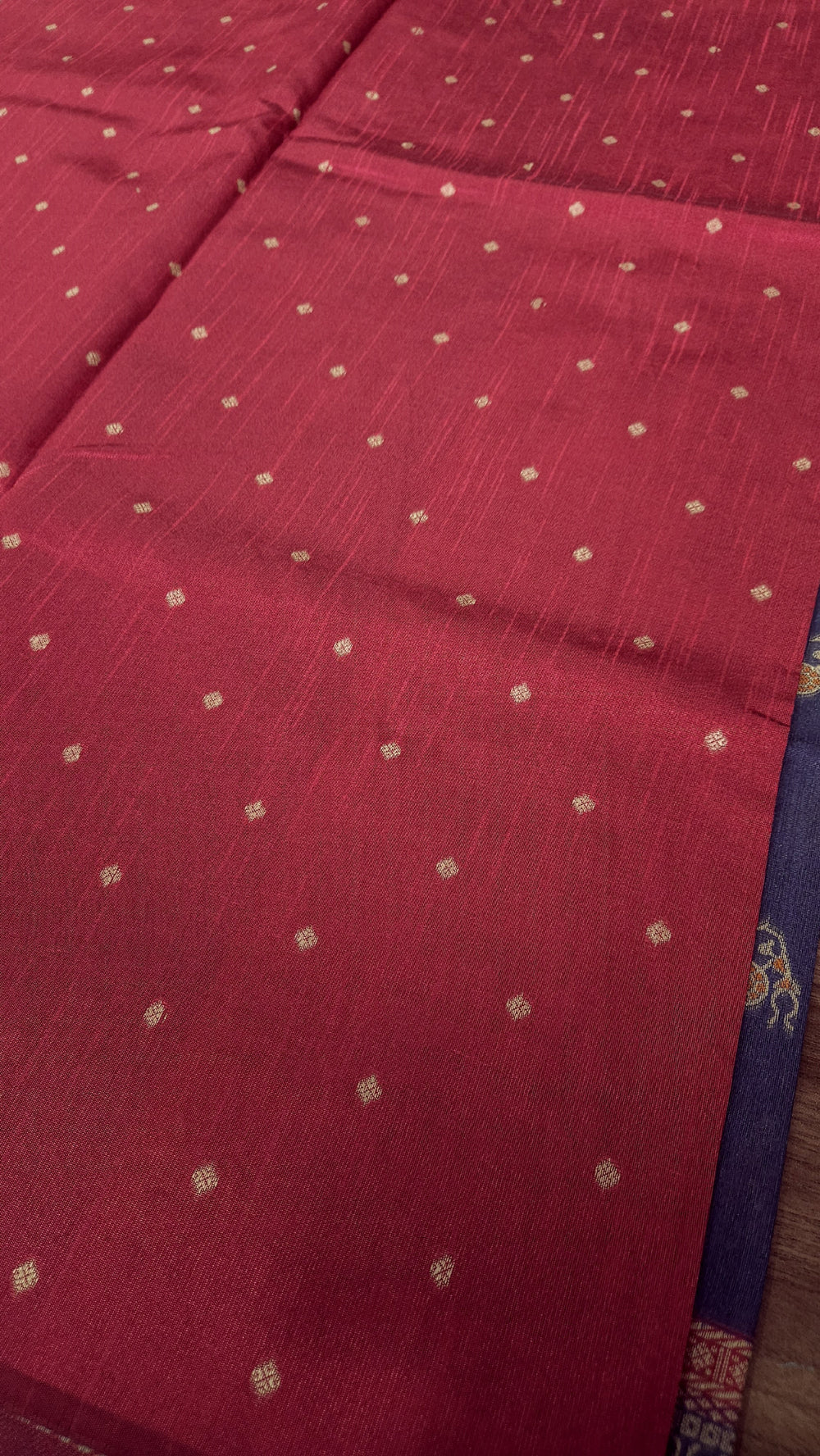 Warli Art Inspired Mix Navy blue with red Cotton Saree With Exquisite Handwoven Design