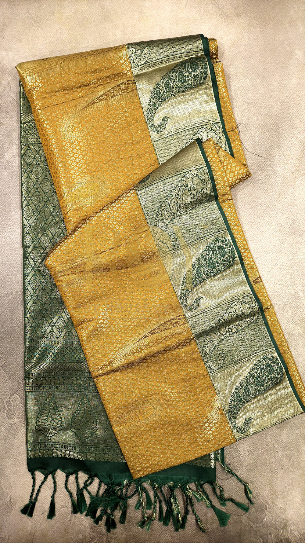 Yellow jacquard soft silk