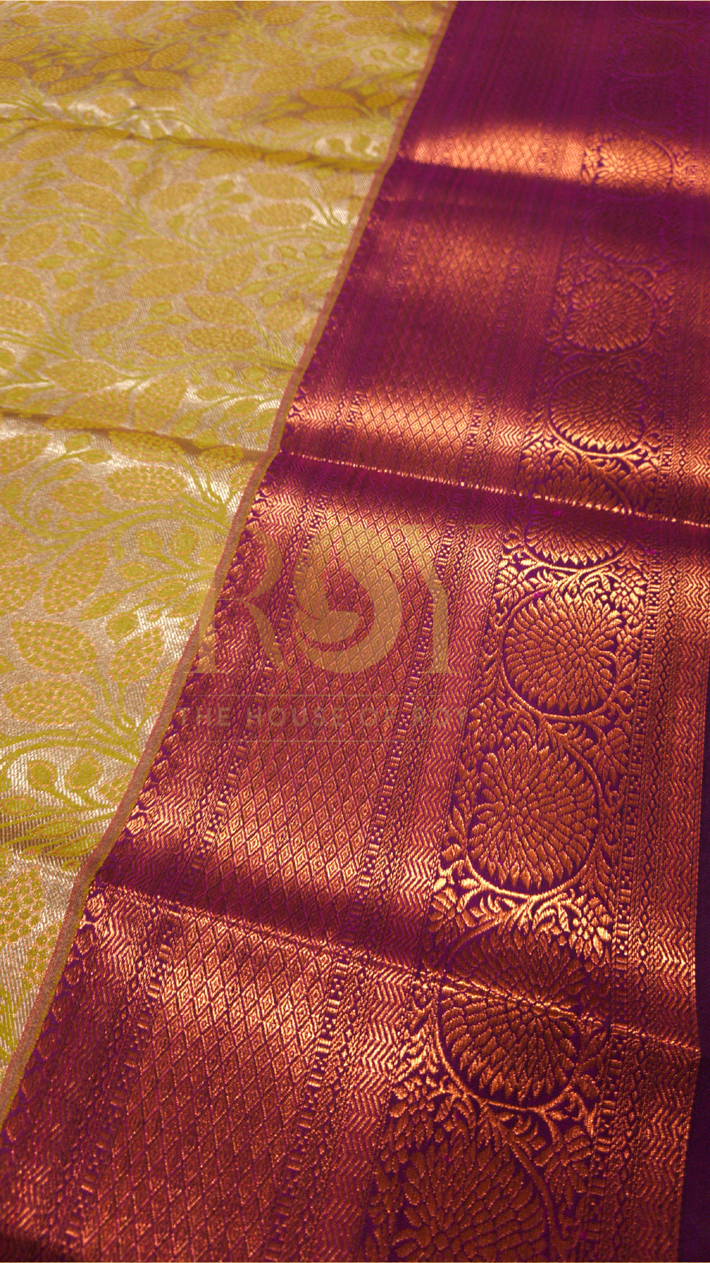 Yellow leaf tissue jacquard silk