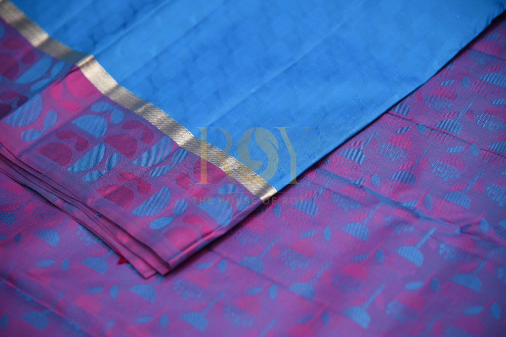 Pure Blue and purple silk sare