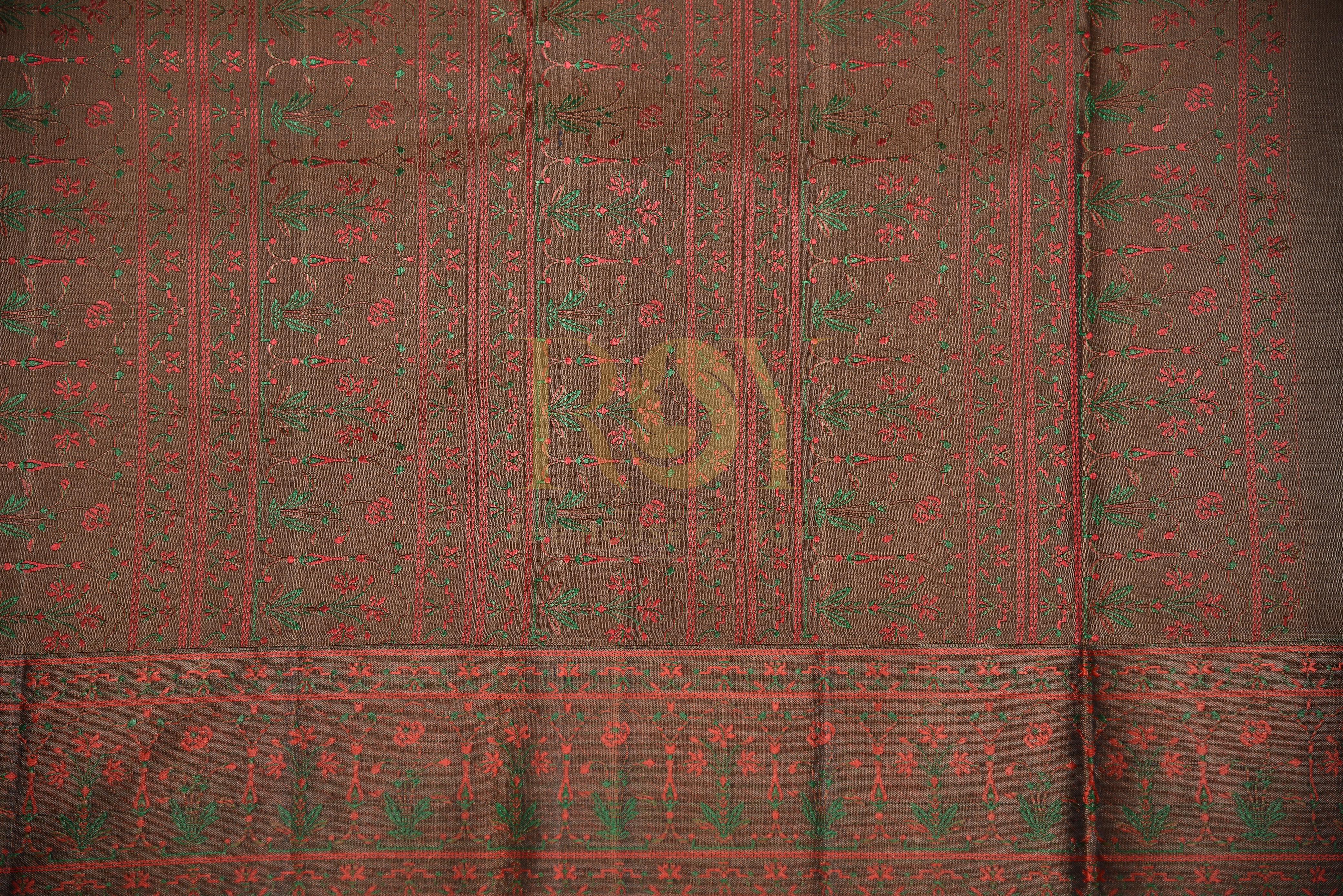 A leaf green silk saree