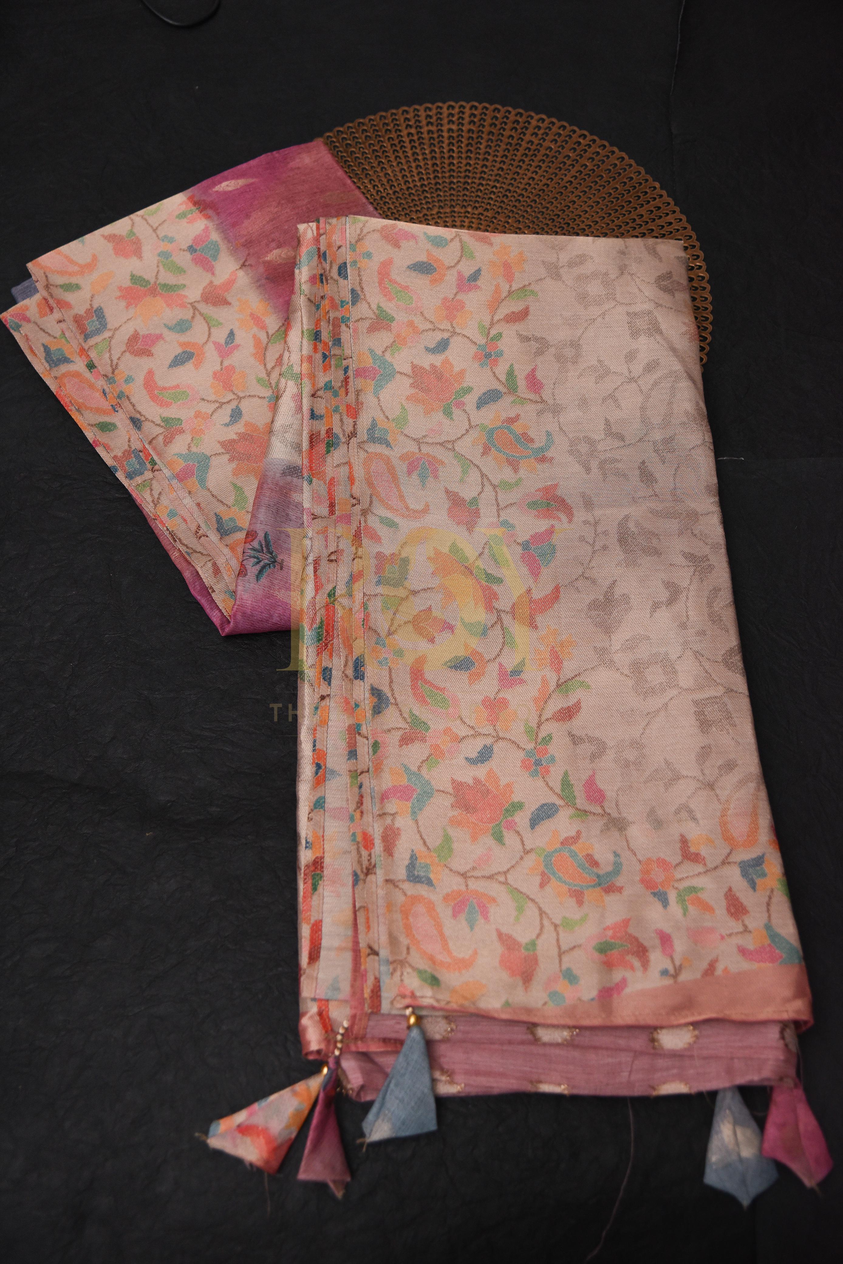 A multicolored digital print on art silk