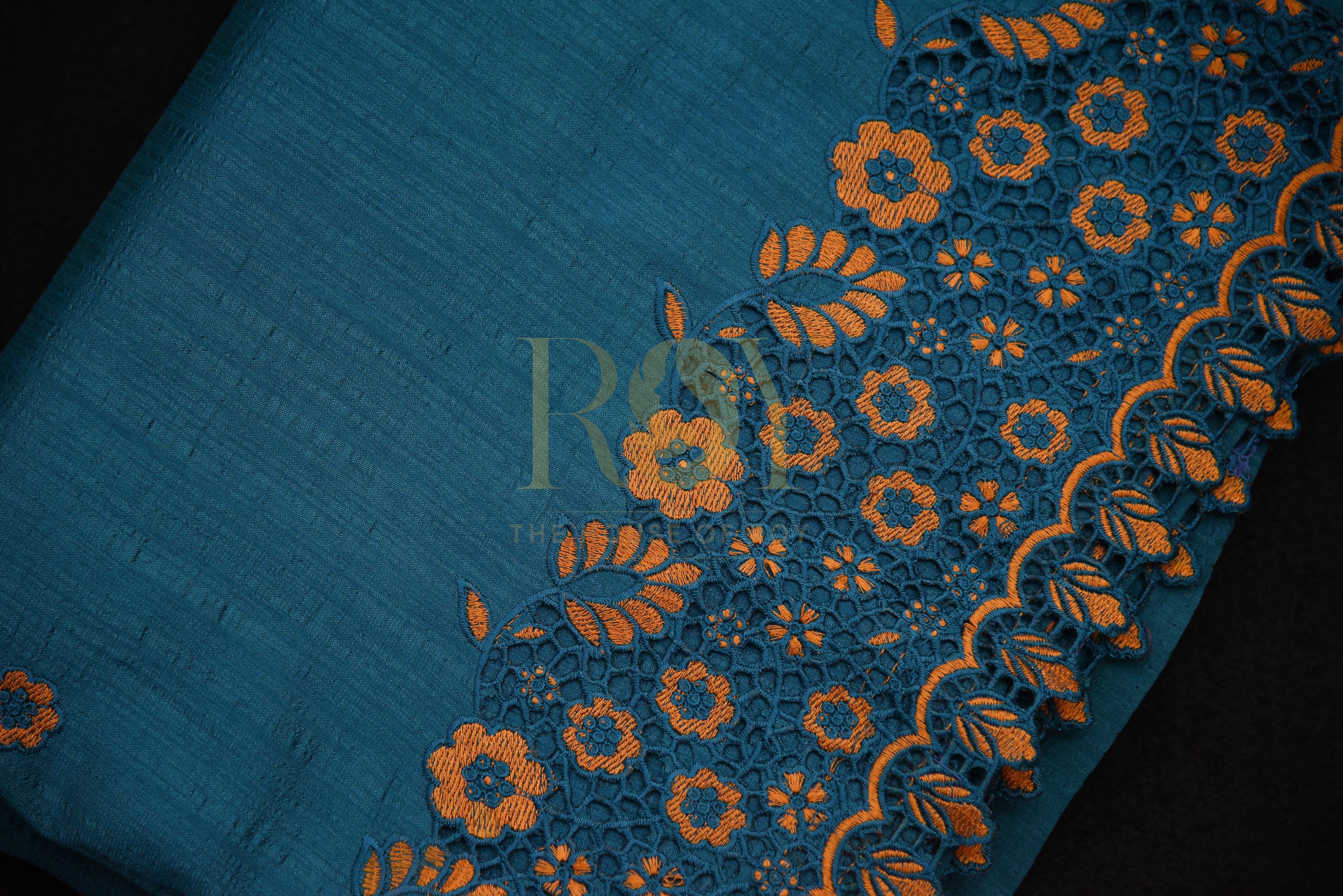 Teal Blue Sana Silk Saree