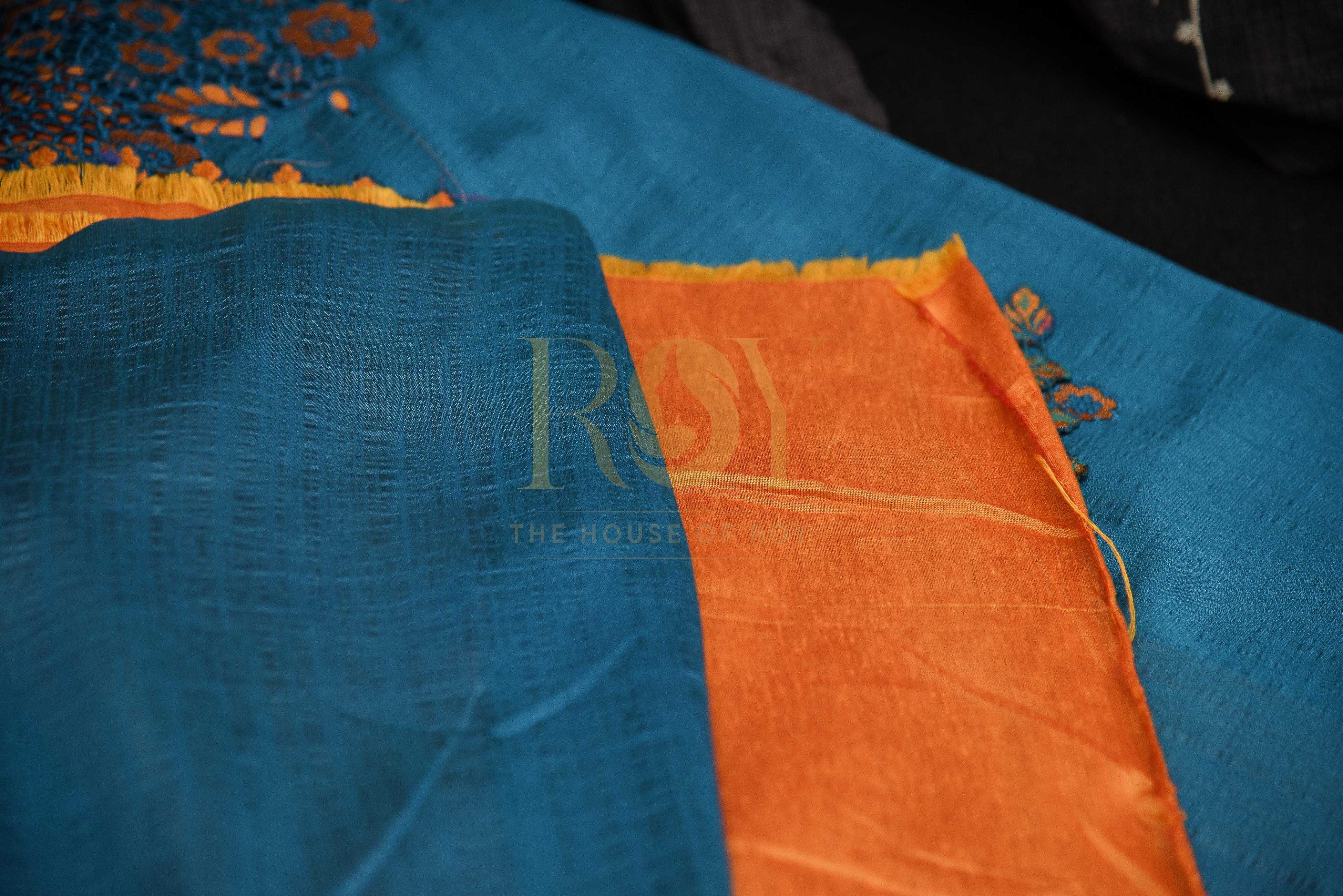 Teal Blue Sana Silk Saree