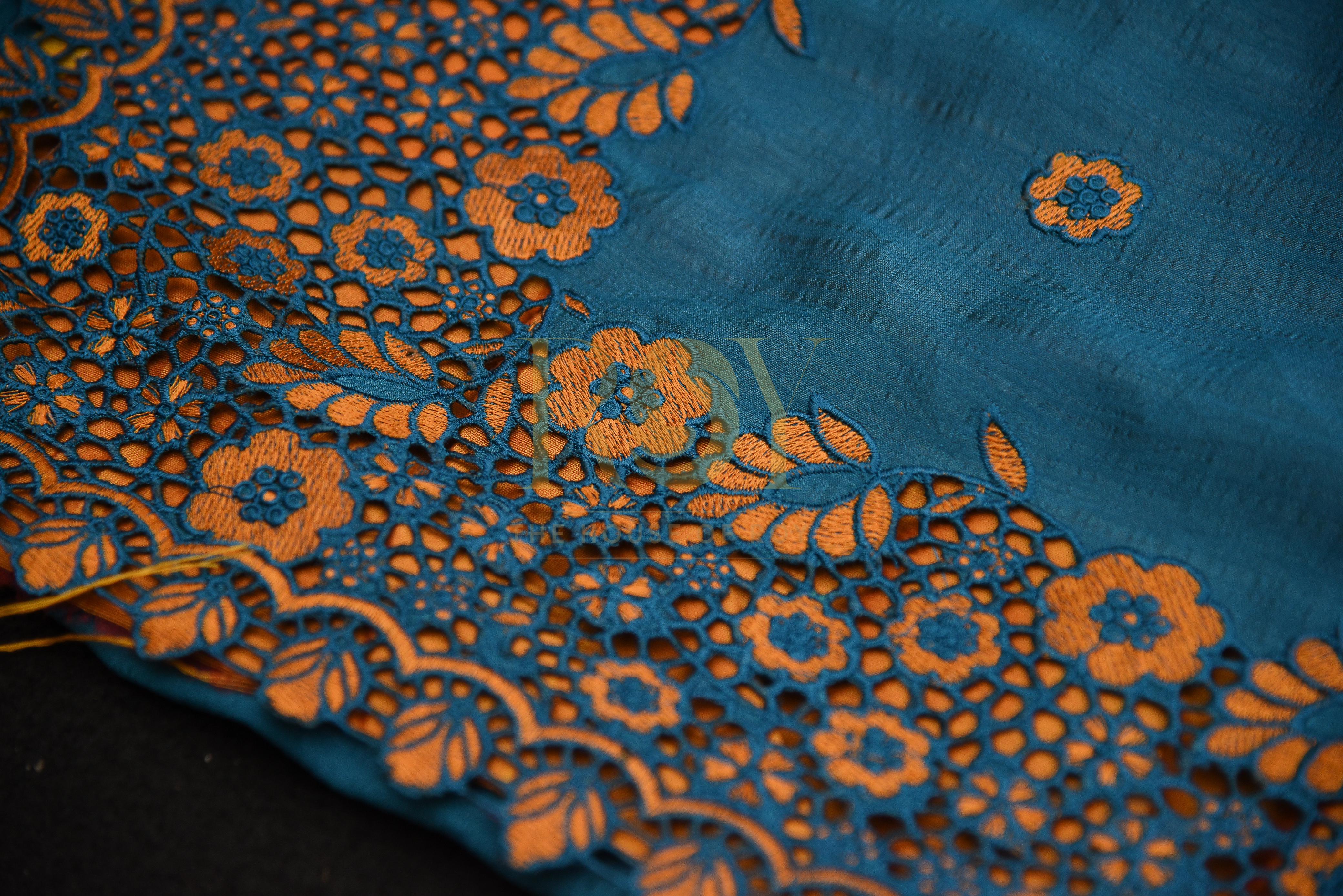 Teal Blue Sana Silk Saree