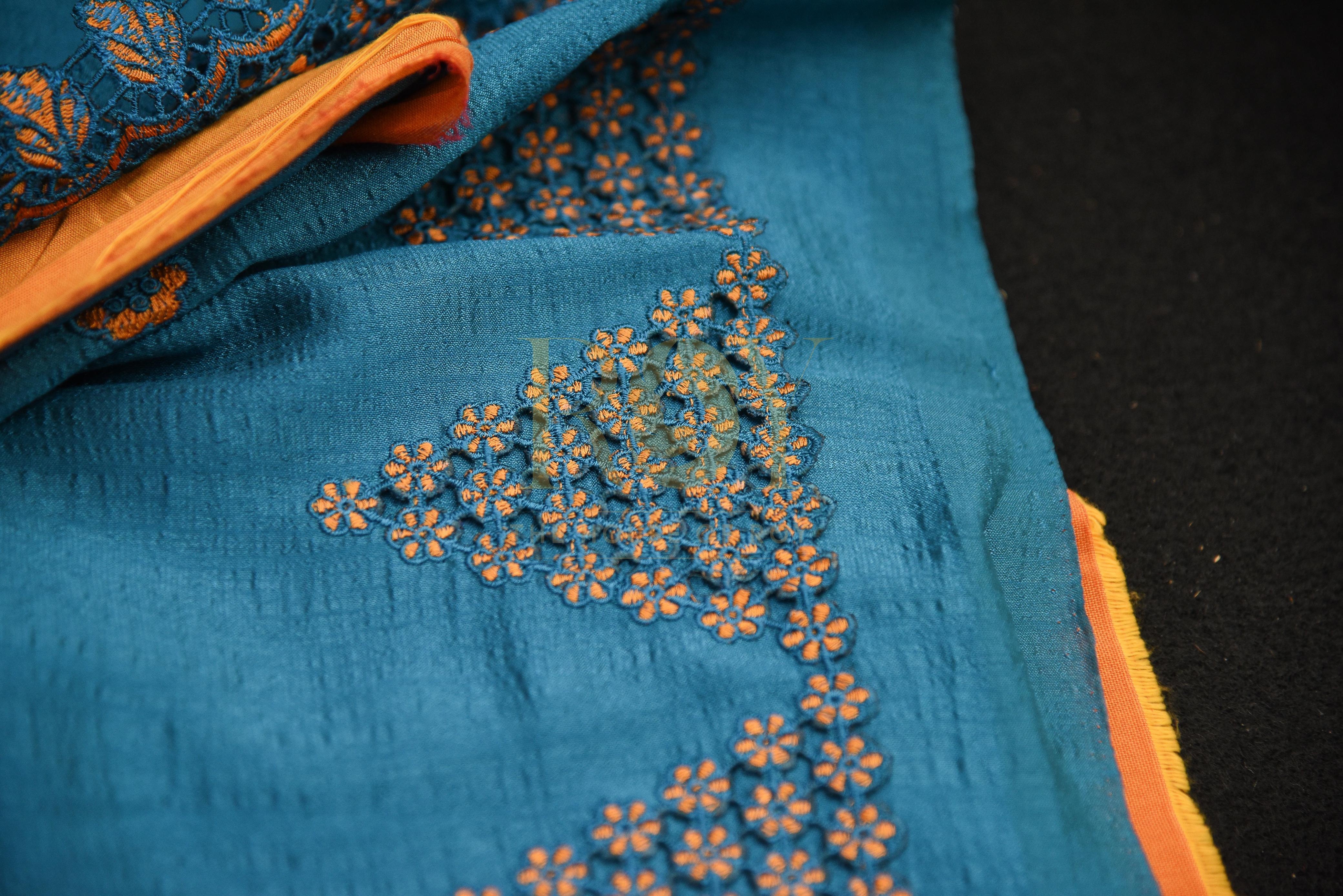 Teal Blue Sana Silk Saree