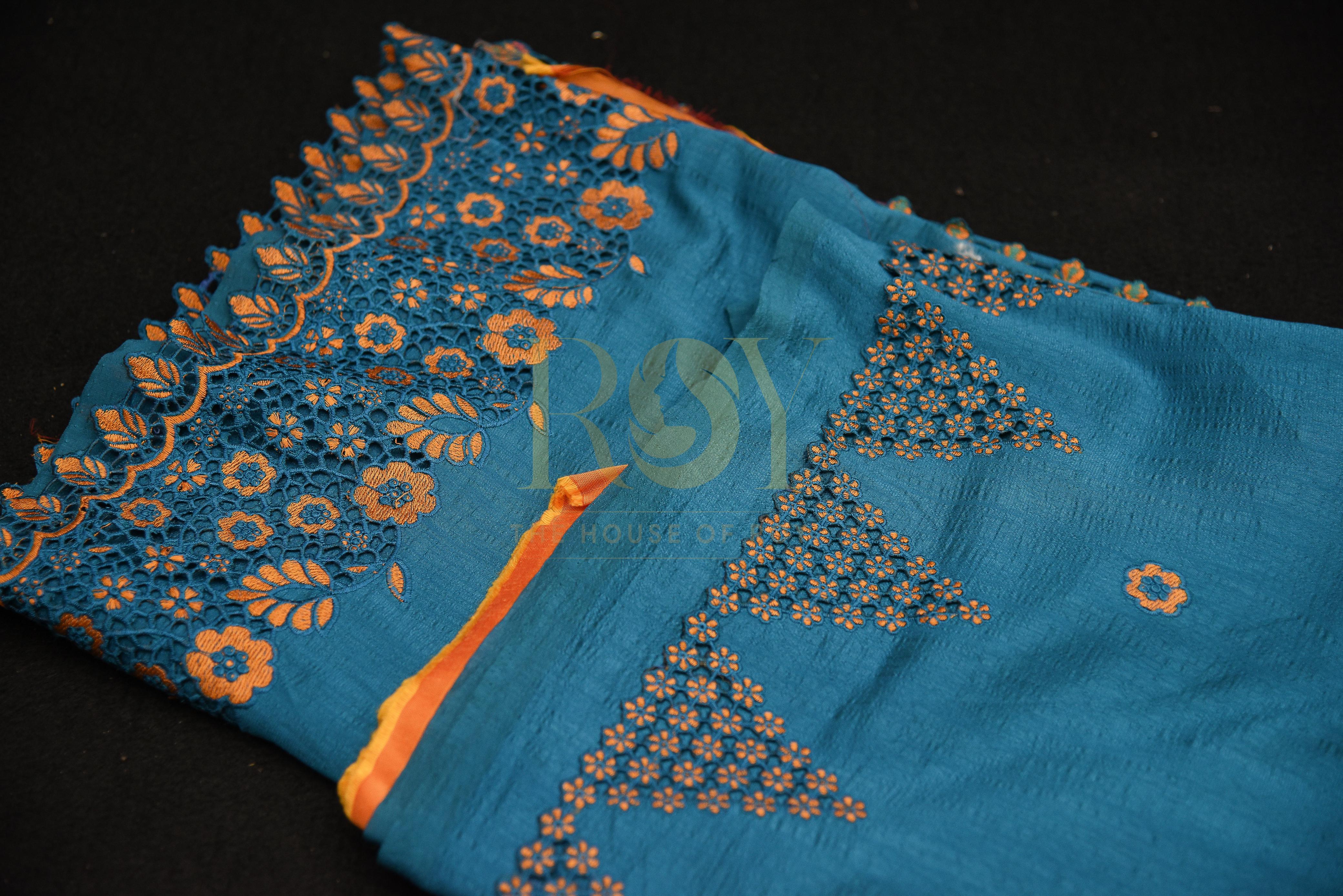 Teal Blue Sana Silk Saree