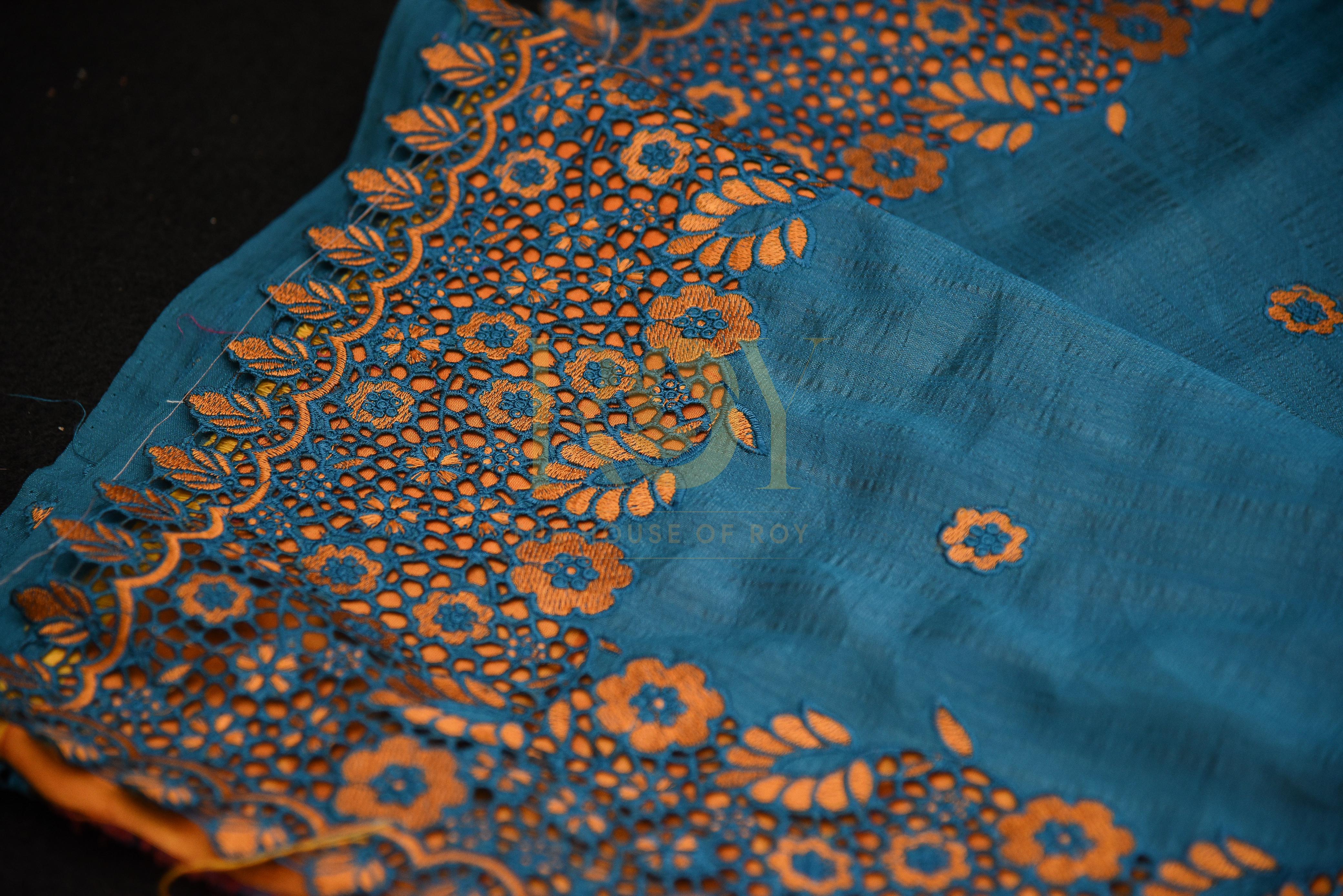 Teal Blue Sana Silk Saree